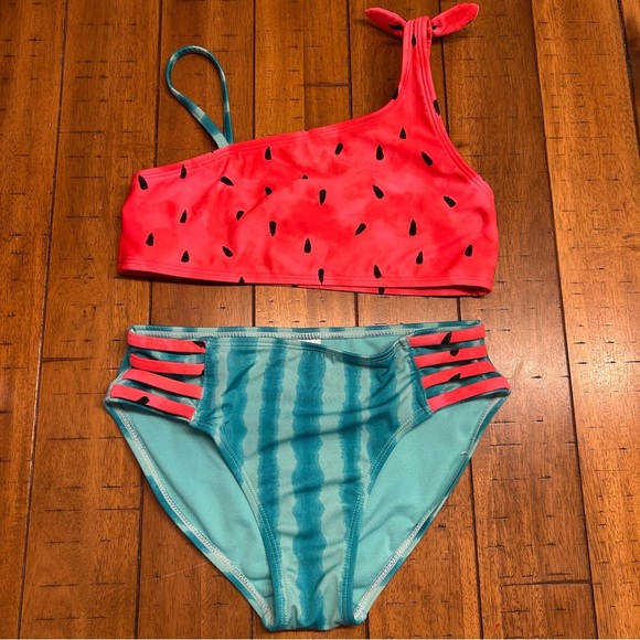 Cat & Jack Other - Cat & Jack Girl’s Watermelon 2-Piece Swimsuit, Sz L (10/12), Pink, Green Bikini